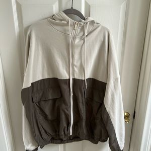Aloyoga zip up hoodie tan and army green size L